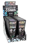 GRAV Short Kings quartz tip cones display in black paper; counter-ready 16-pack box, six cones per pack.