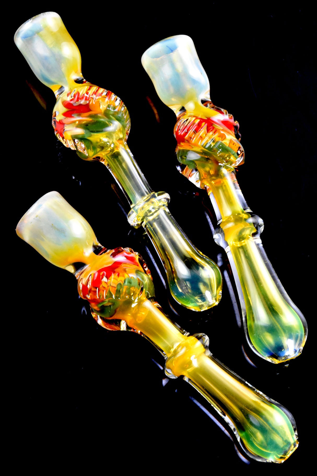 4.5" Twisted Rasta Color Changing Glass Chillum - C0354