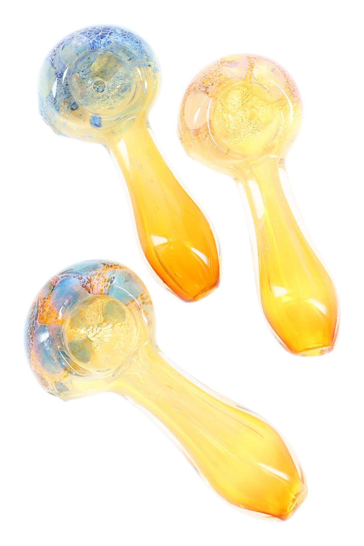 3" Small Gold Fumed Frit Bubble Glass Pipe - P3053