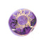 2-inch purple ceramic smoke stone hand pipe with gold sun emblem and subtle marbling.