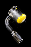 Close view of thermochromic quartz bucket showing color-changing material at the base and 90-degree bend.