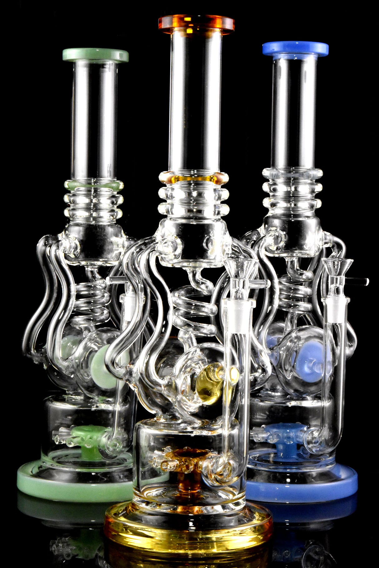15" Large Stemless GoG Spiral Recycler Water Pipe with Sprinkler Perc - WP3059