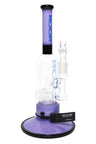 ROOR Tech 12″ multicolor stemless straight tube bong with barrel perc, 18.8 mm female joint, reinforced intake, purple mouthpiece and matching wide base.