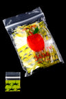 Yellow Apple Bags with black spider print bundle plus loose bag, demonstrating vivid graphic option for strain sorting