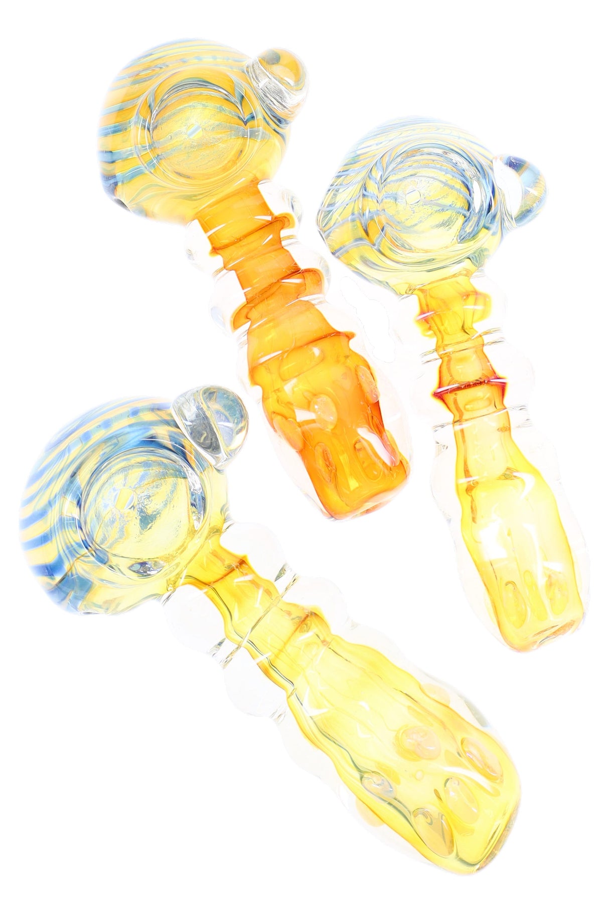 4.5" Color Changing Gold Fumed Striped Glass Pipe - P3064