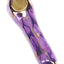 Purple 4-inch ceramic spoon hand pipe with gold sun accent and brass screen bowl, smooth rounded body.