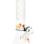 Clear ROOR 12-inch frosted beaker bong with checkerboard-etched neck and multicolor ice pinch marbles; glass-on-glass downstem and bowl.