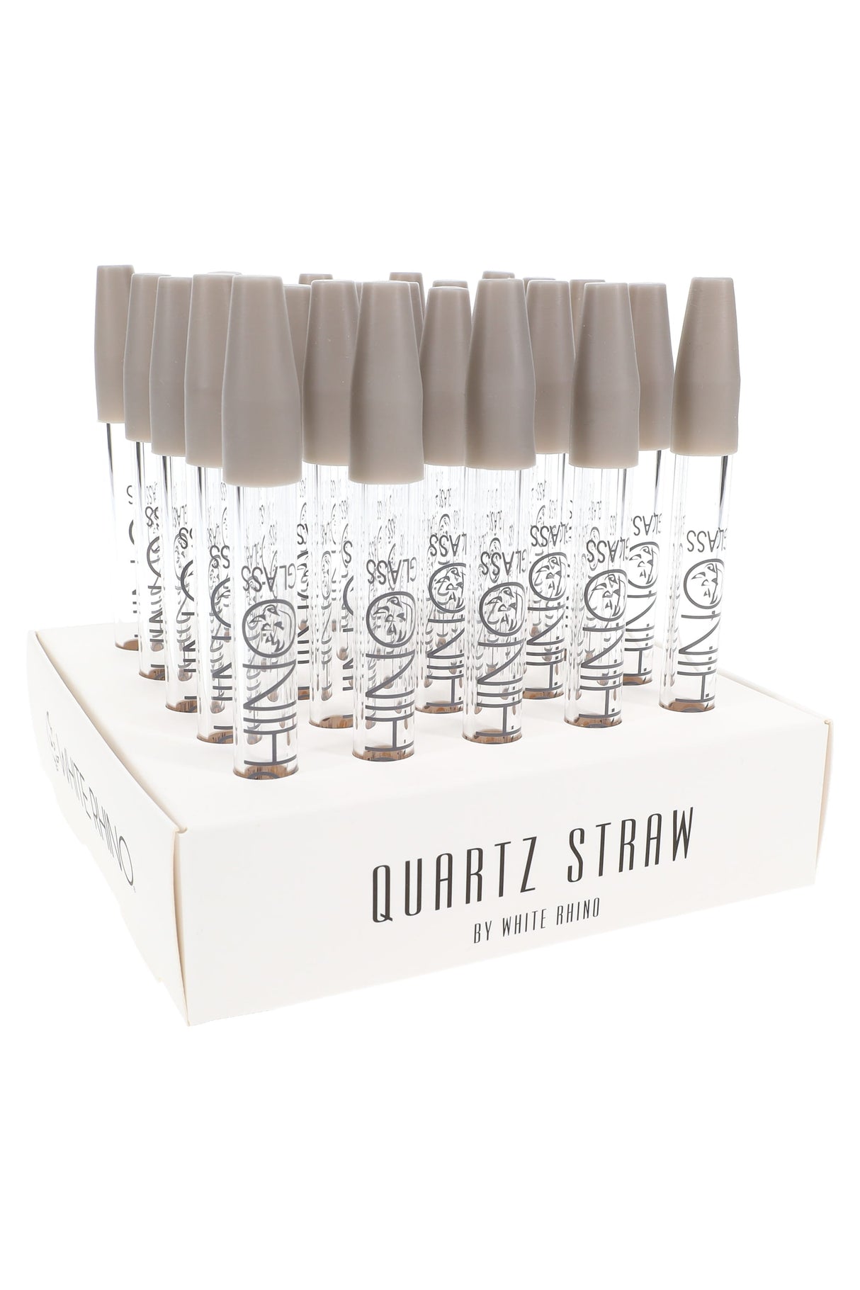 White Rhino Quartz Glass Dab Straw with Silicone Cap - P3211
