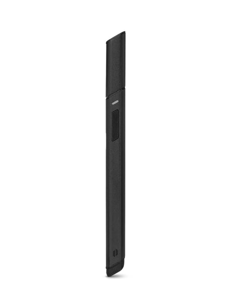 Slim black Puffco Hot Knife shown closed, pen-style body with angled tip and side button on white background.