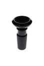 GRAV basin bowl in shiny black glass with etched GRAV logo and 14.5 mm male frosted joint, basin-shaped rim.