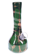 Clover green 5″ ceramic bong with metallic gold details and carb next to the joint.