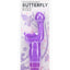 Purple Rechargeable Butterfly Kiss G-spot vibrator with butterfly stimulator in retail pack; 10 speeds, USB rechargeable, IPX7 waterproof.
