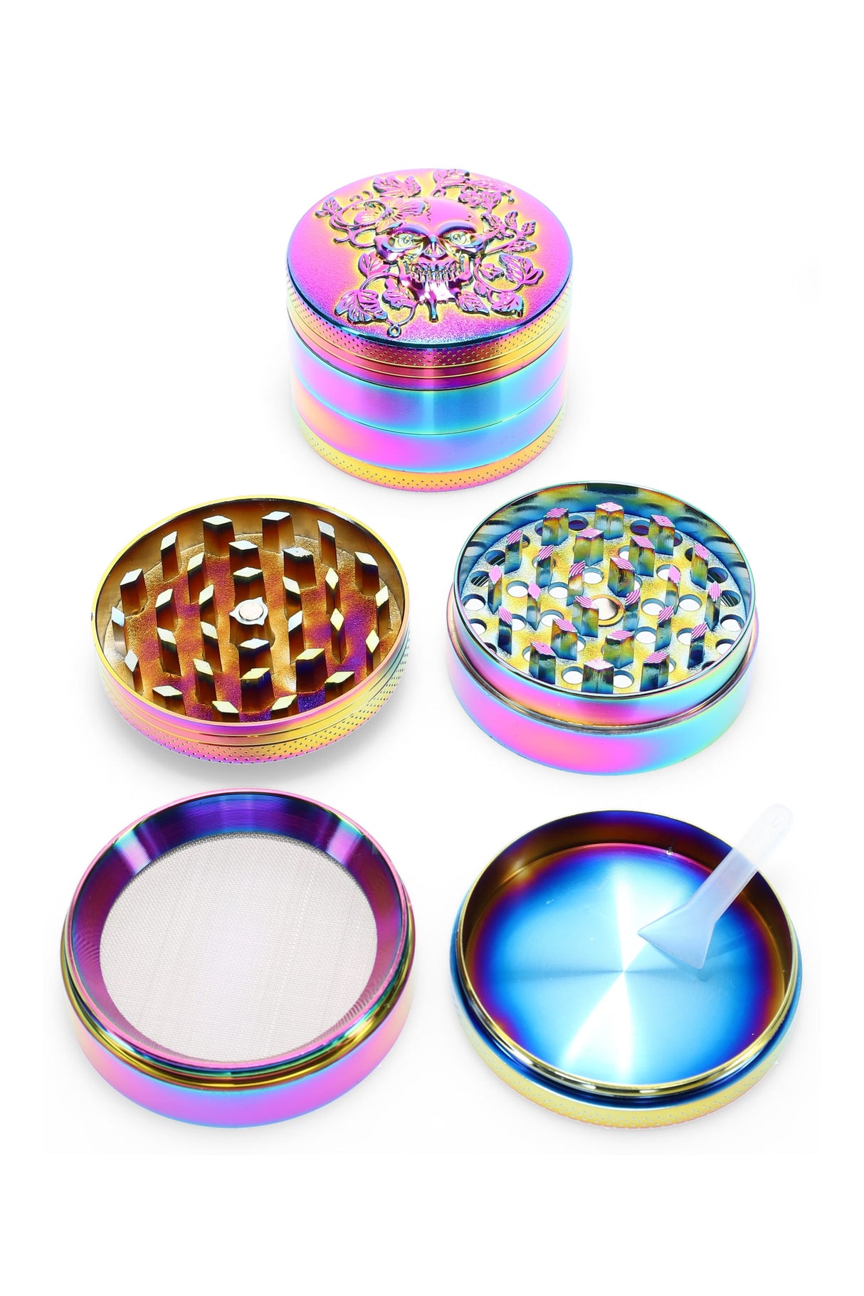 52mm 4 Part Rainbow Zinc Alloy Skull Grinder - G0480