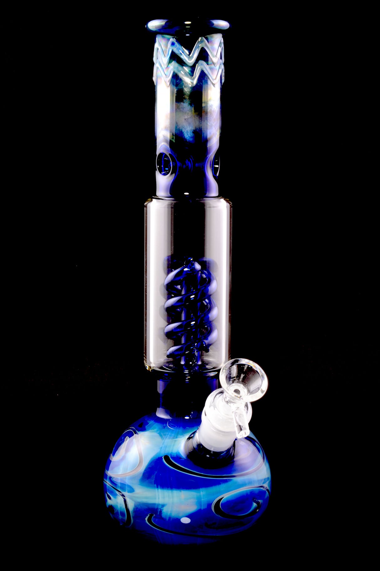 11" Medium Silver Fumed  Glass on Glass Water Pipe with Coil Perc - WP2351