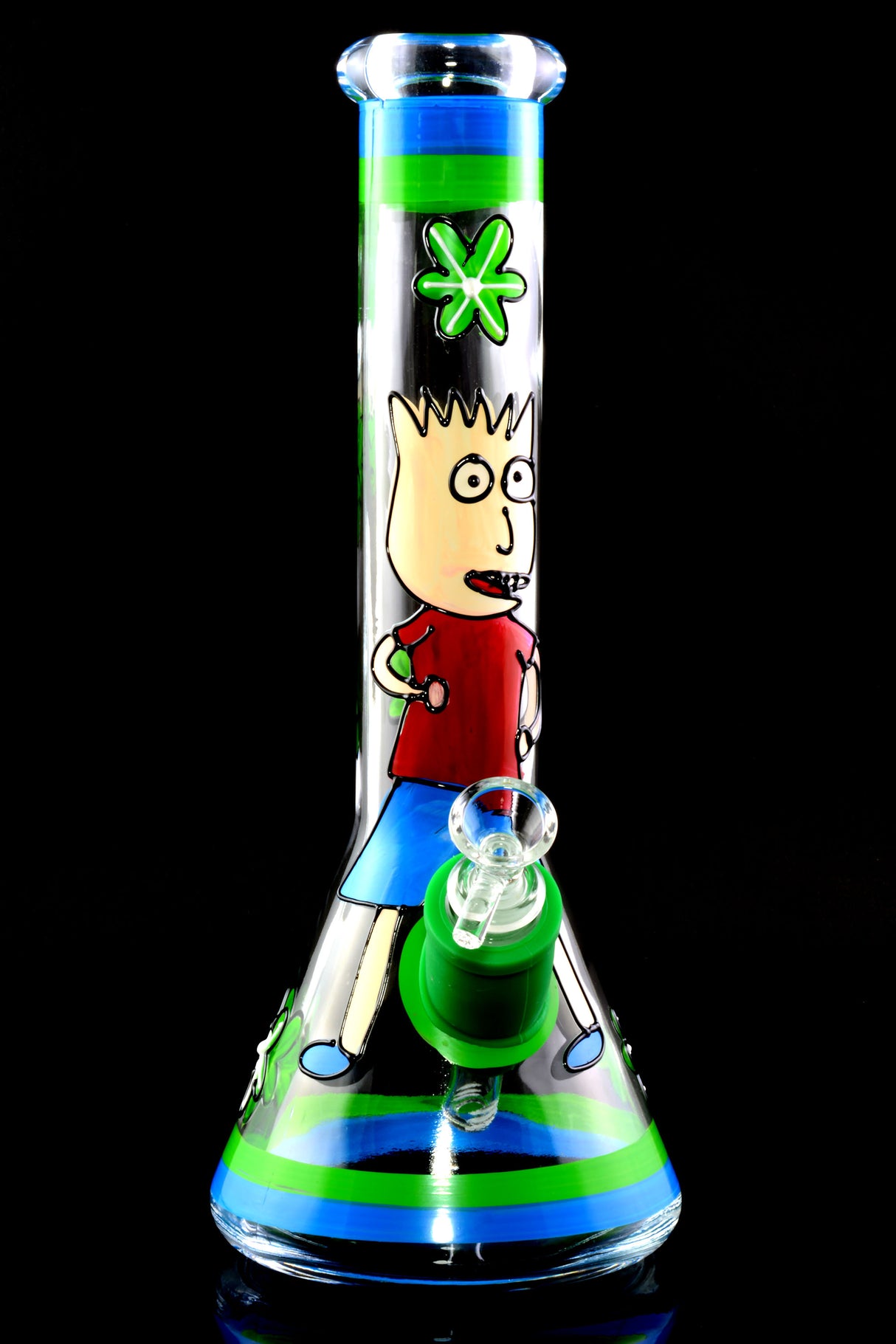 13" Large Thick Hand Painted Glass Beaker Water Pipe - WP2143