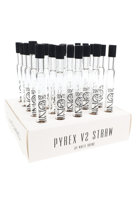 White Rhino Pyrex Glass V2 Dab Straw with Silicone Cap - P3212