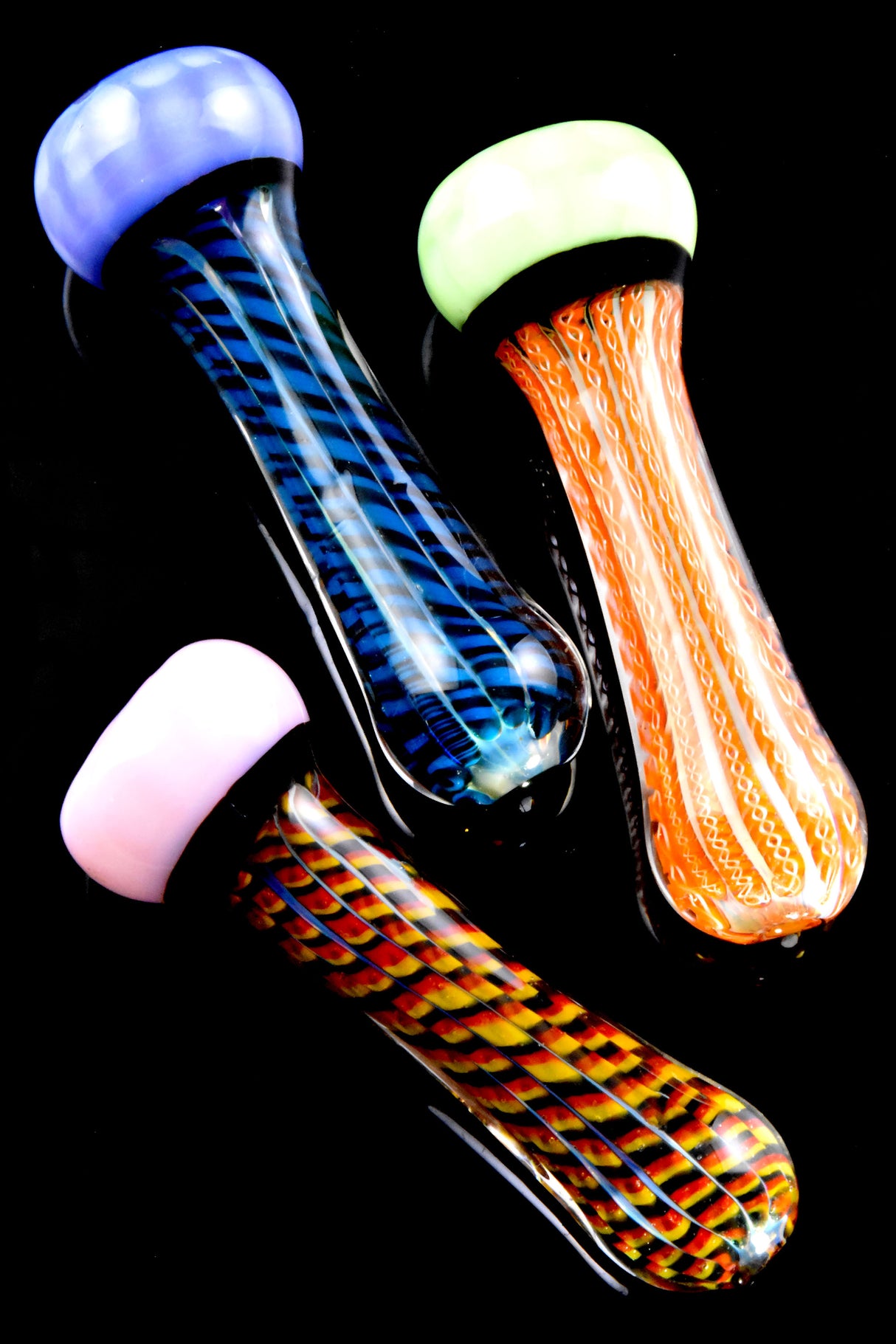 4" Color Changing Striped Slime Glass Chillum - C0359