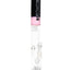 ROOR Tech 18-inch straight tube water pipe, black and pink colorway, showerhead perc with glass bowl and downstem.