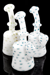 5.5" Mini White Colored Dotted Glass Water Pipe - WP3091