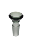 GRAV basin bowl in smoke grey glass, 14.5 mm male frosted joint, compact dish-style design for dry herb bongs.