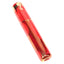 Red ceramic one-hitter bat with gold accent and marbled glaze, pocket-ready chillum design.