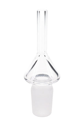 Clear quartz 18.8 mm dab straw replacement tip with ground-glass joint and straight tube for concentrate use.