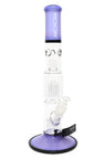 Purple ROOR Tech 15 inch straight tube bong with color mouthpiece and base, tree perc, ice pinch, glass-on-glass downstem and bowl.