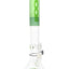 ROOR Tech 18-inch stemless beaker bong with green-and-white color accents, tall beaker base and fixed showerhead percolator displayed.