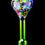 Green skull-base acrylic bong with comic-villain decal gas mask in bold multicolor print.