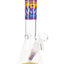 Purple-band wig-wag beaker bong, clear glass beaker base with matching downstem decal and ice pinch, 10″ size.