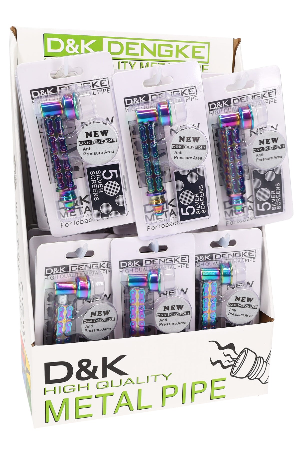 3" Rainbow Metallic Bike Chain Metal Pipe Set with Screens - MP279