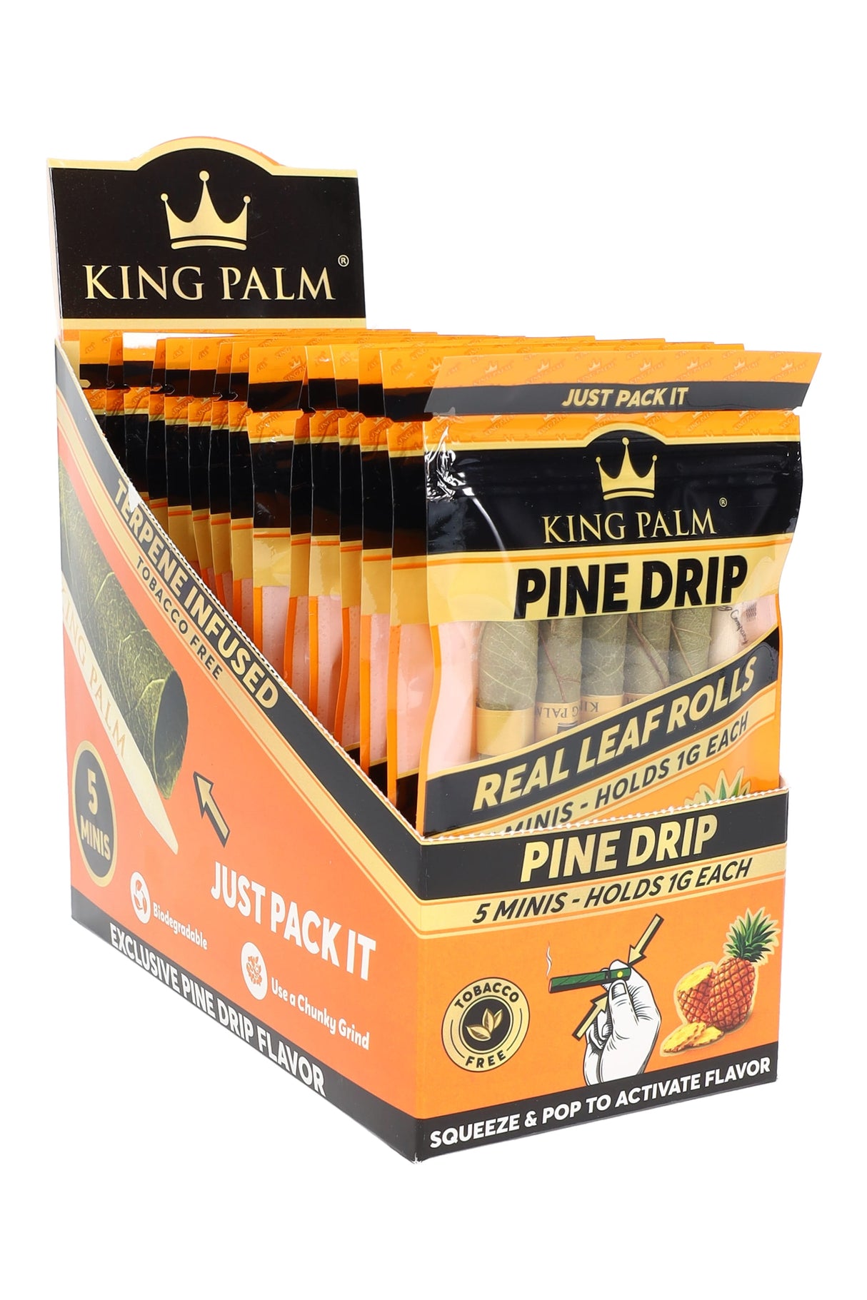 King Palm 5 Flavored Mini Rolls Display of 15 - RP357