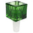 Emerald green glass cube bowl slide with frosted 14 mm male joint, centered on white, showcasing vibrant color saturation.