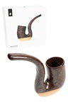 Puffco Proxy Terrapipe in speckled brown lava-glaze ceramic, long-stem dry pipe attachment for Proxy core, shown with box.
