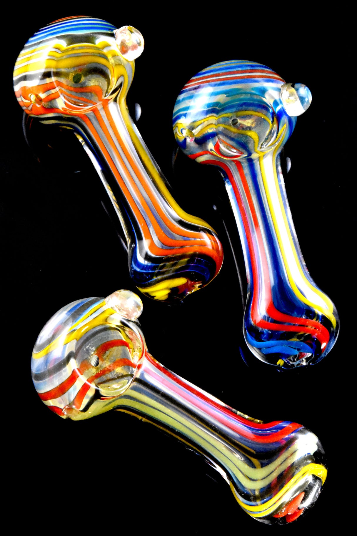 3.5" Small Multicolor Swirl Striped Glass Pipe - P2448