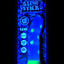 Glow Stick silicone dildo with cannabis leaf motifs glowing under black light, suction-cup base visible in retail clamshell package.