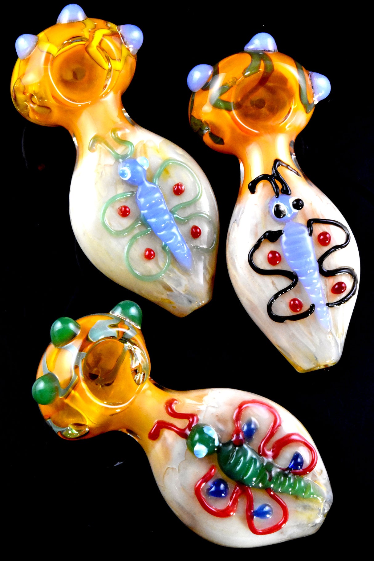 4.5" Color Changing Fumed Butterfly Glass Pipe - P2992