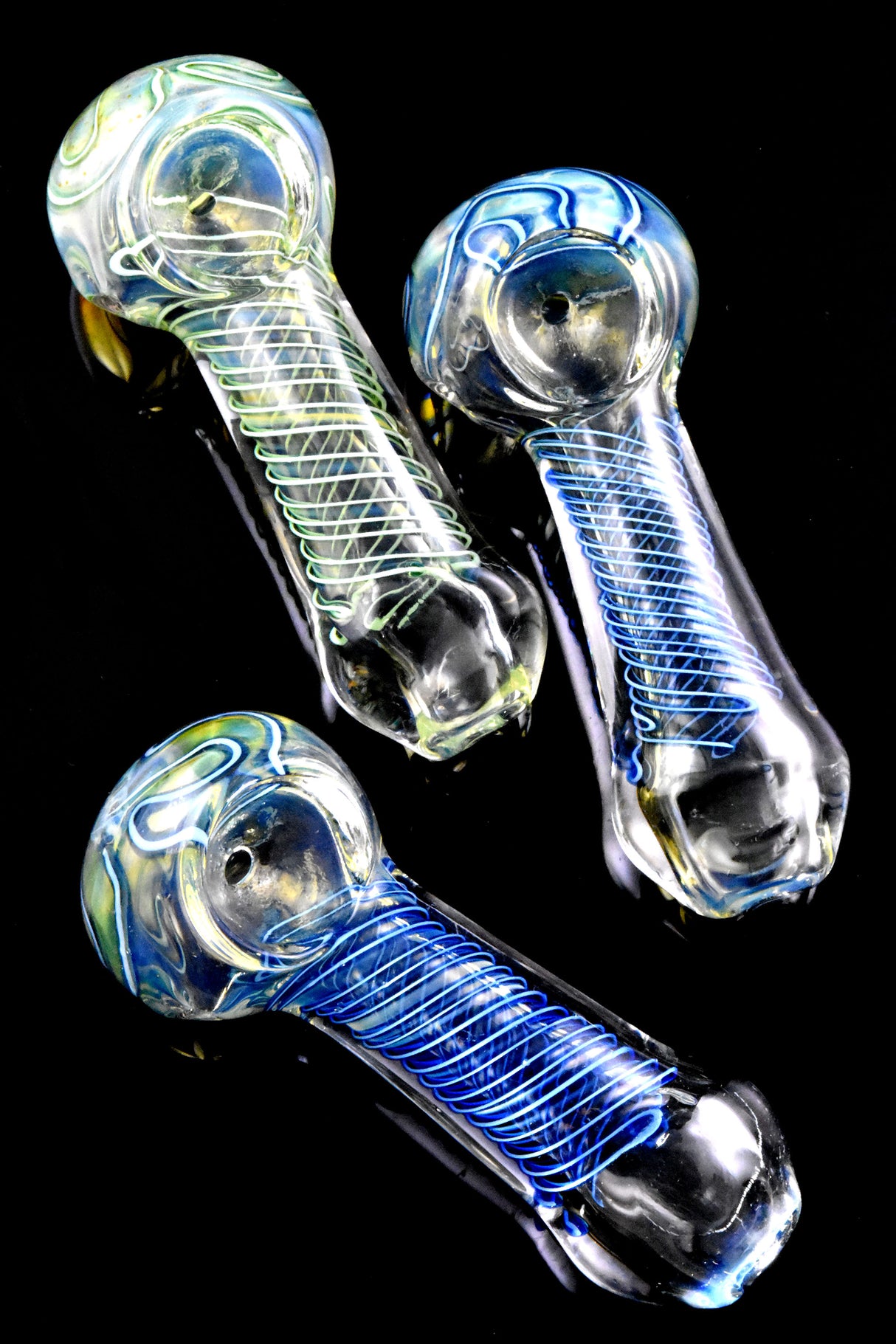 4" Color Changing Spiral Striped Glass Pipe - P2119