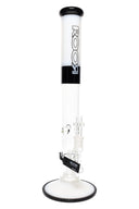 ROOR Tech 18-inch straight tube, white and black colorway, showerhead perc, removable downstem and herb bowl.