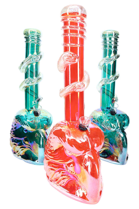 15" Thick Metallic Glow in the Dark Soft Glass Eagle Water Pipe - WP3229