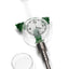 Green-accent glass clock dab straw with screw-on metal tip and separate quartz dish; compact 8-inch kit.