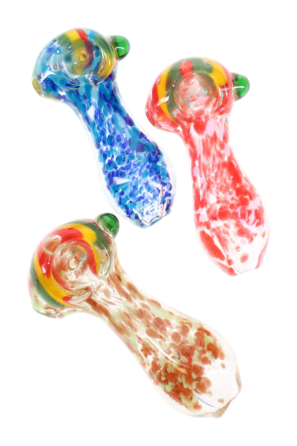 3" Small Rasta Stripe Multicolor Frit Glass Pipe - P3052