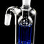 Blue 6-arm tree perc glass ash catcher with 14.5mm 90° joints, vertical cylinder for added diffusion.
