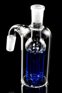 Blue 6-arm tree perc glass ash catcher with 14.5mm 90° joints, vertical cylinder for added diffusion.