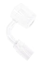 Clear 30 mm domeless quartz banger photographed from the rear, showing the 90° bend and frosted glass joint.