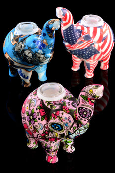 Decal Print Silicone Elephant Bubbler - AP264