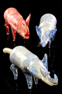 Silver Fumed Color Changing Glass Rhino Pipe - AP274