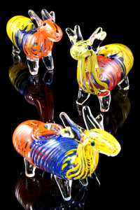 Multicolor Striped Clear Glass Deer Pipe - AP289