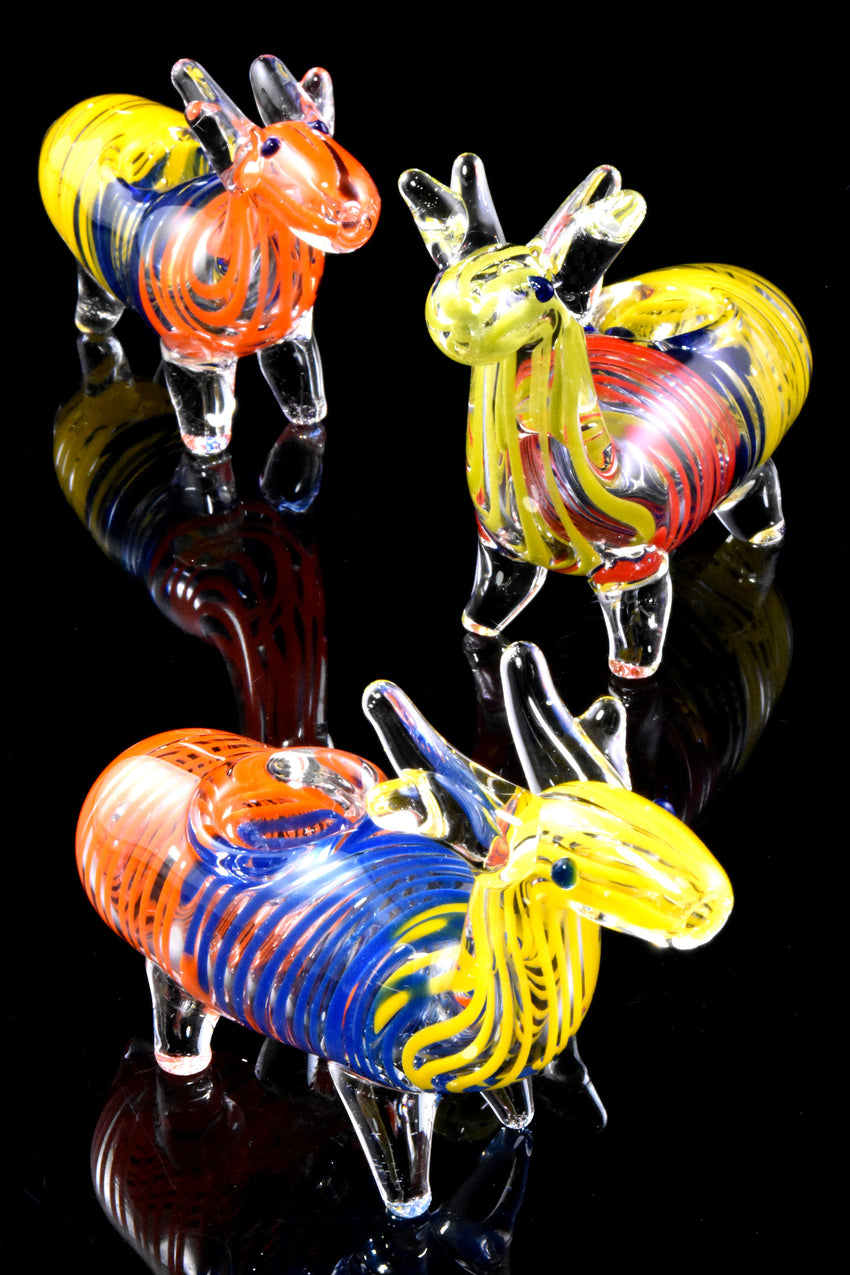 Multicolor Striped Clear Glass Deer Pipe - AP289