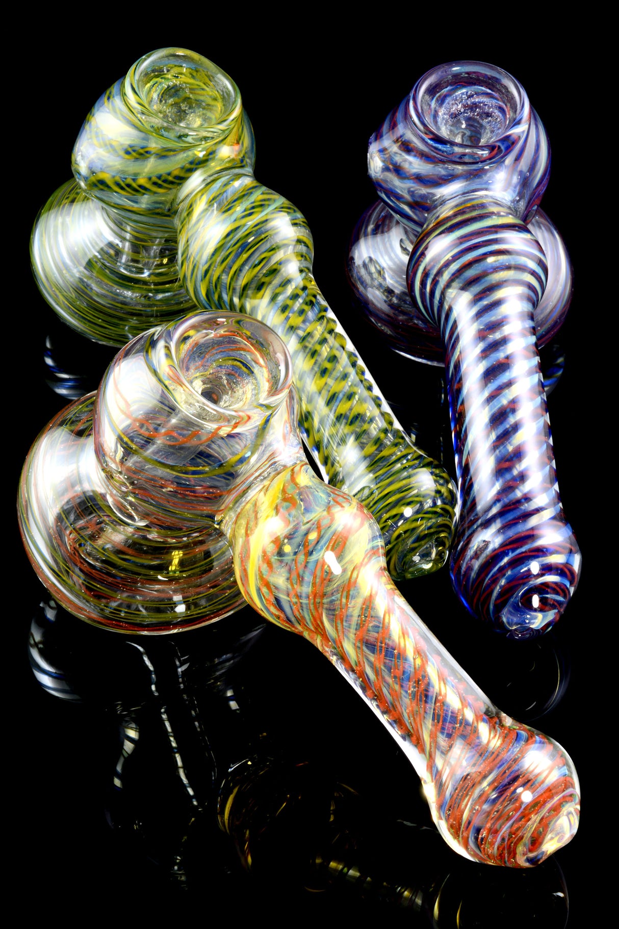 Medium Color Changing Striped Hammer Bubbler - B1004